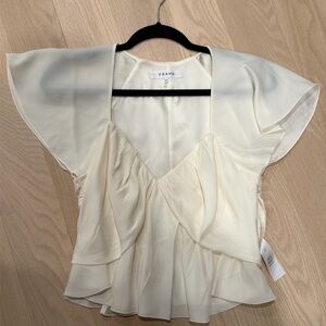 Frame 100% silk top with ruffle trim
